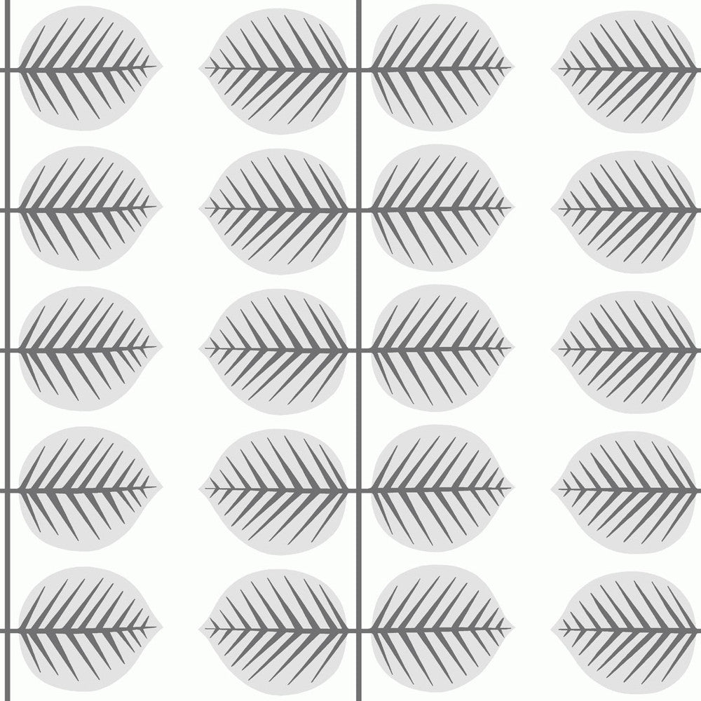 Bersa Light Grey Leaf Stripe Wallpaper by Lucky Day Super Value Program Covers about 57.5 square feet 20.9-in by 33-ft long roll Unpasted 4.2 - Fabric Carolina -