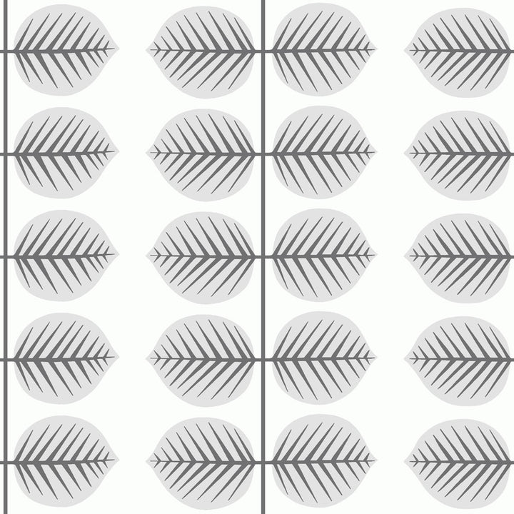 Bersa Light Grey Leaf Stripe Wallpaper by Lucky Day Super Value Program Covers about 57.5 square feet 20.9-in by 33-ft long roll Unpasted 4.2 - Fabric Carolina -