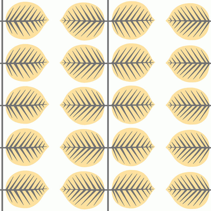 Bersa Yellow Leaf Stripe Wallpaper by Lucky Day Super Value Program Covers about 57.5 square feet 20.9-in by 33-ft long roll Unpasted 4.2 - Fabric Carolina -