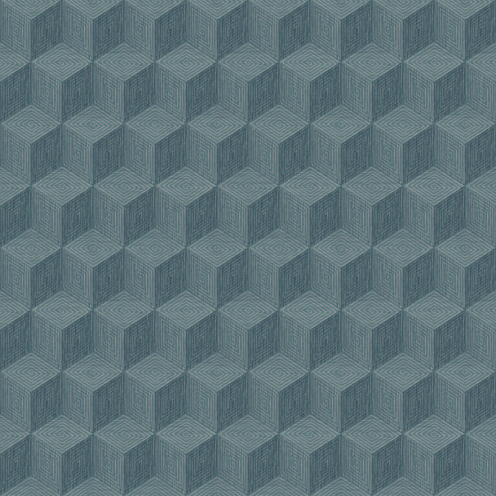 Claremont Blue Geometric Wallpaper by Engblad & Co Lounge Luxe Covers about 57.8 square feet 21-in by 33-ft long roll Unpasted 5.25 - Fabric Carolina -