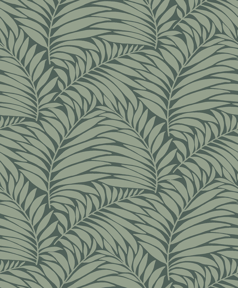 Myfair Olive Leaf Wallpaper by Engblad & Co Lounge Luxe Covers about 57.8 square feet 21-in by 33-ft long roll Unpasted 12.5 - Fabric Carolina -