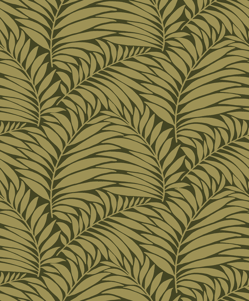 Myfair Moss Leaf Wallpaper by Engblad & Co Lounge Luxe Covers about 57.8 square feet 21-in by 33-ft long roll Unpasted 12.5 - Fabric Carolina -