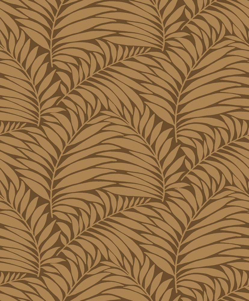 Myfair Brown Leaf Wallpaper by Engblad & Co Lounge Luxe Covers about 57.8 square feet 21-in by 33-ft long roll Unpasted 12.5 - Fabric Carolina -