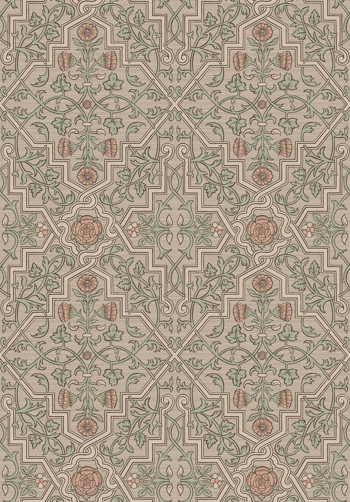Rosenvinge Light Brown Ironworks Wallpaper by Wall Vision In Bloom Covers about 57.8 square feet 21-in by 33-ft long roll Unpasted 15 - Fabric Carolina -