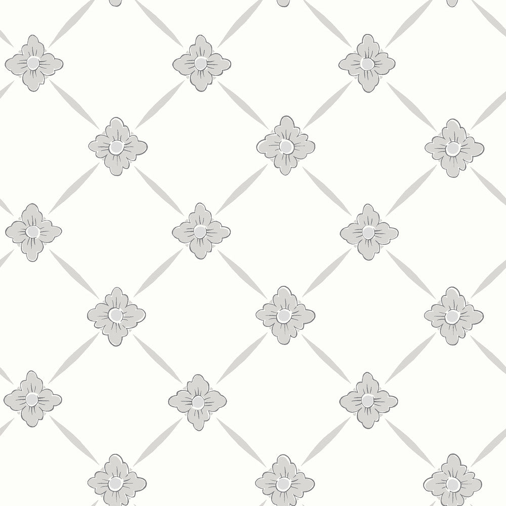Linne Light Grey Geometric Floral Wallpaper by Wall Vision In Bloom Covers about 57.8 square feet 21-in by 33-ft long roll Unpasted 7 - Fabric Carolina -