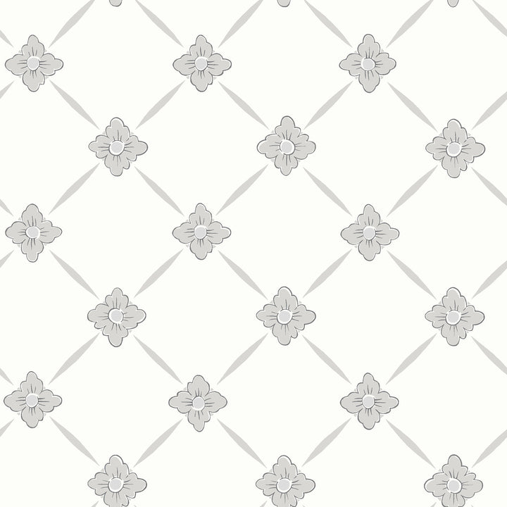 Linne Light Grey Geometric Floral Wallpaper by Wall Vision In Bloom Covers about 57.8 square feet 21-in by 33-ft long roll Unpasted 7 - Fabric Carolina -