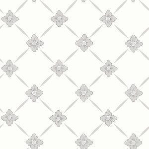 Linne Light Grey Geometric Floral Wallpaper by Wall Vision