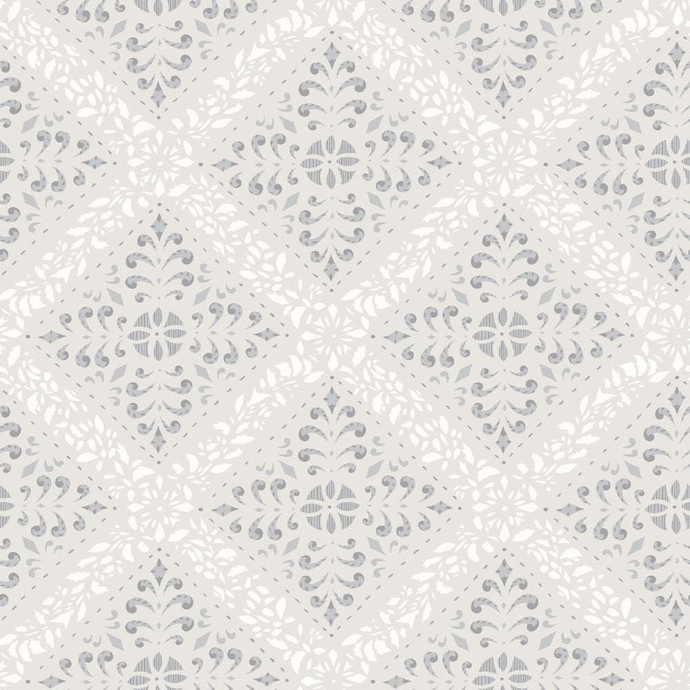 Nyborg Taupe Ornamental Geometric Wallpaper by Wall Vision In Bloom Covers about 57.8 square feet 21-in by 33-ft long roll Unpasted 10.5 - Fabric Carolina -