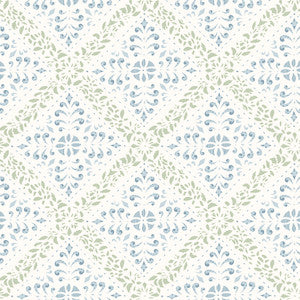 Nyborg Blue Ornamental Geometric Wallpaper by Wall Vision