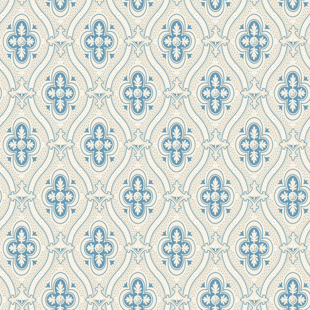 Pigkammaren Blue Ogee Wallpaper by Wall Vision In Bloom Covers about 57.8 square feet 21-in by 33-ft long roll Unpasted 7 - Fabric Carolina -
