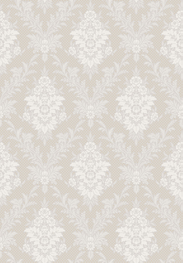 Sofia Light Grey Damask Wallpaper by Wall Vision In Bloom Covers about 57.8 square feet 21-in by 33-ft long roll Unpasted 15 - Fabric Carolina -
