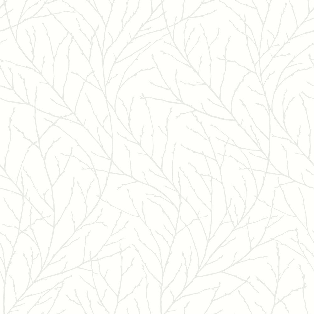 Branches Off White Trees Wallpaper by Wall Vision In Bloom Covers about 57.8 square feet 21-in by 33-ft long roll Unpasted 21 - Fabric Carolina -