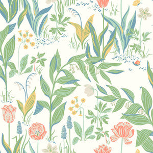 Spring Garden Off White Botanical Wallpaper by Wall Vision