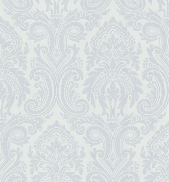 Apollo Platinum Modern Damask Wallpaper by Beacon House Ink Covers about 56.4 square feet 20.5-in by 33-ft long roll Prepasted 25 - Fabric Carolina -