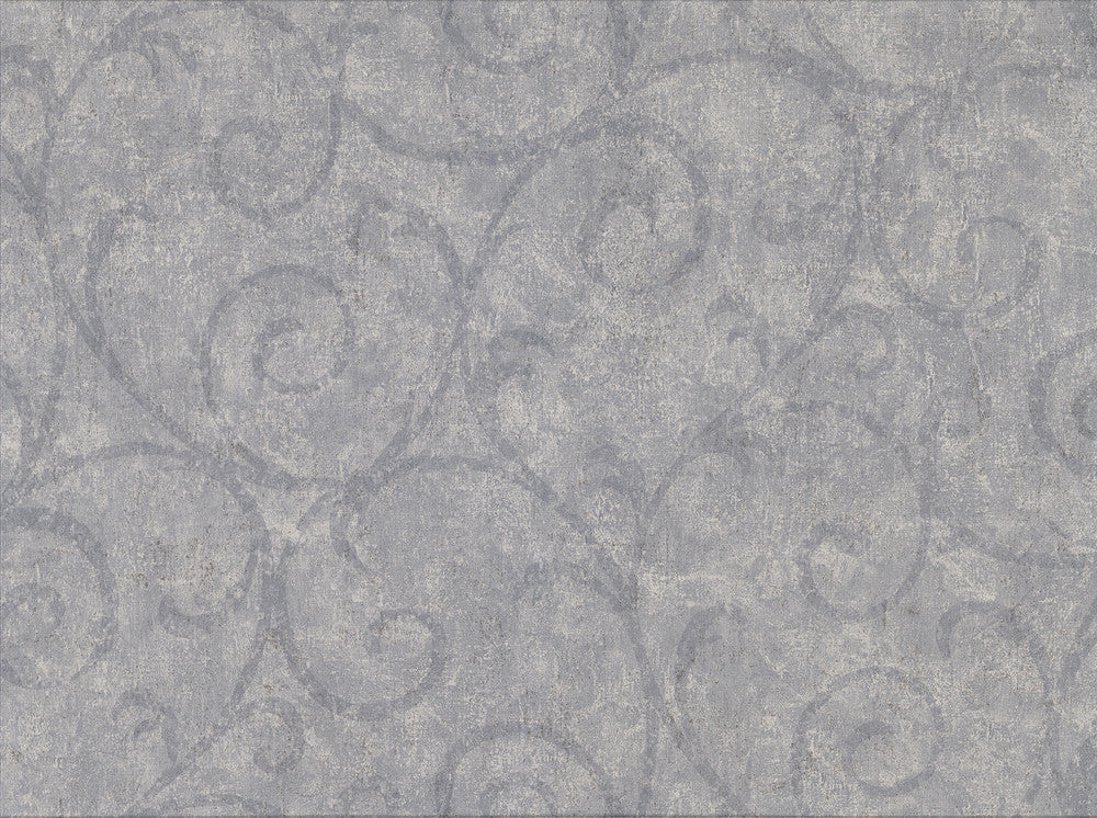 Sansa Slate Plaster Scroll Wallpaper by Warner Cortina IV Covers about 60.8 square feet 27-in by 27-ft long roll Unpasted 18 - Fabric Carolina -