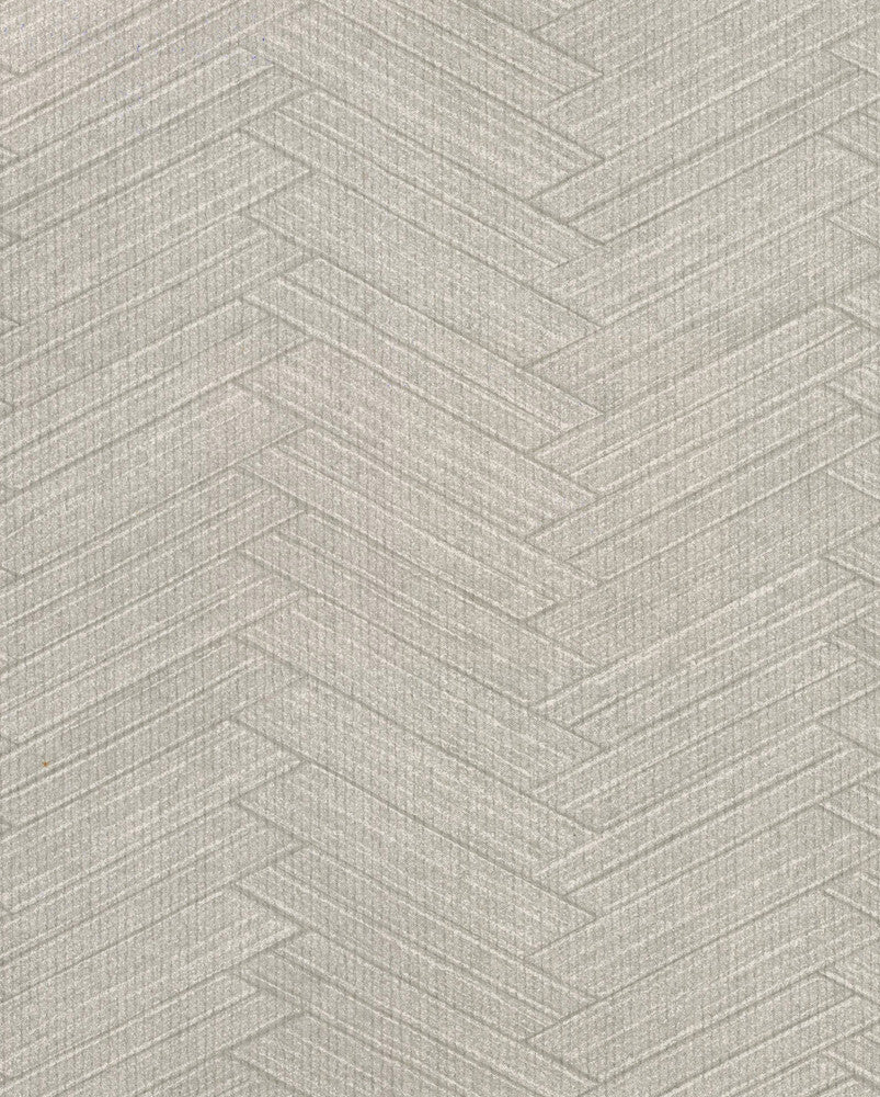 Karma Light Grey Herringhone Weave Wallpaper by Warner Cortina IV Covers about 60.8 square feet 27-in by 27-ft long roll Unpasted 0 - Fabric Carolina -