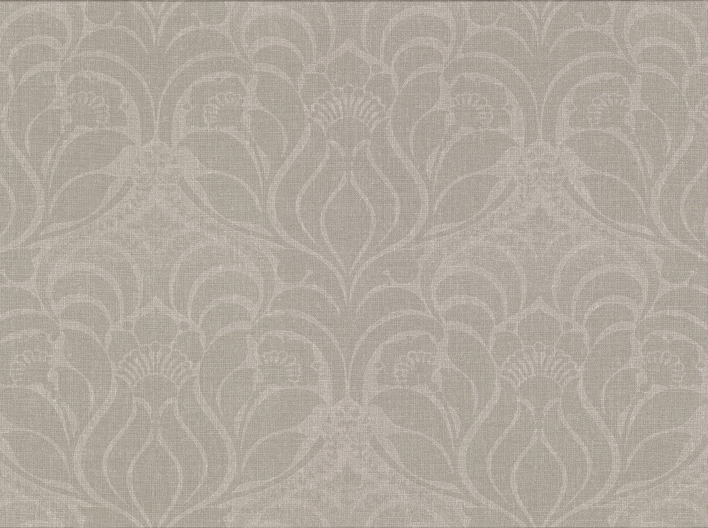 Sandor Grey Damask Wallpaper by Warner Cortina IV Covers about 60.8 square feet 27-in by 27-ft long roll Unpasted 18 - Fabric Carolina -