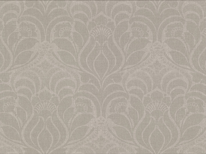 Sandor Grey Damask Wallpaper by Warner Cortina IV Covers about 60.8 square feet 27-in by 27-ft long roll Unpasted 18 - Fabric Carolina -