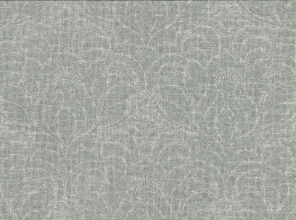 Sandor Sage Damask Wallpaper by Warner Cortina IV Covers about 60.8 square feet 27-in by 27-ft long roll Unpasted 18 - Fabric Carolina -