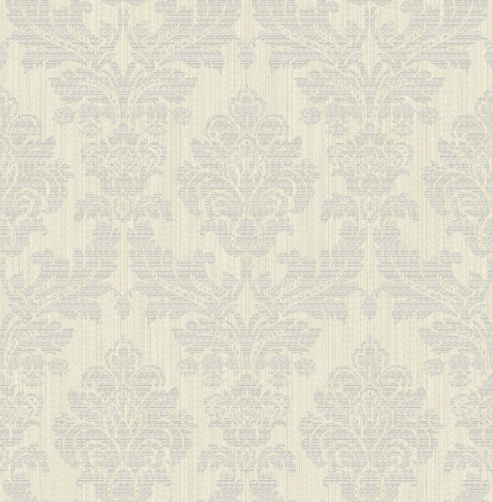 Piers Metallic Texture Damask Wallpaper by Advantage Metallic Covers about 56.4 square feet 20.5-in by 33-ft long roll Unpasted 20.9 - Fabric Carolina -