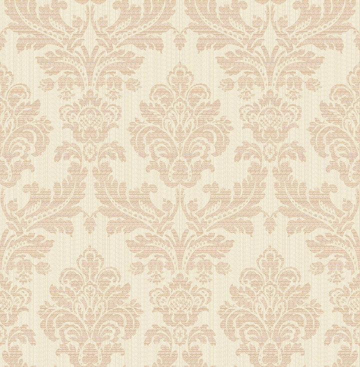 Piers Rose Gold Texture Damask Wallpaper by Advantage Metallic Covers about 56.4 square feet 20.5-in by 33-ft long roll Unpasted 20.9 - Fabric Carolina -