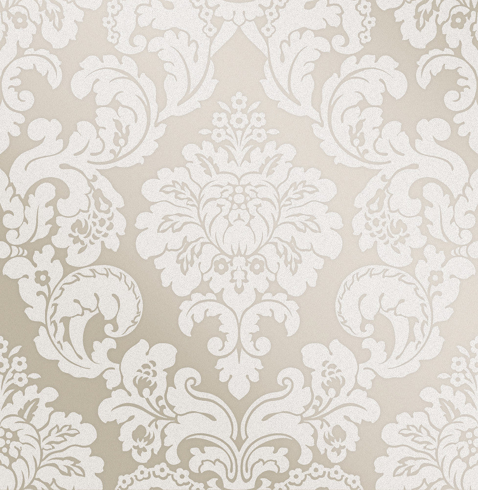 Margot Bronze Damask Wallpaper by Advantage Metallic Covers about 56.4 square feet 20.5-in by 33-ft long roll Unpasted 20.9 - Fabric Carolina -