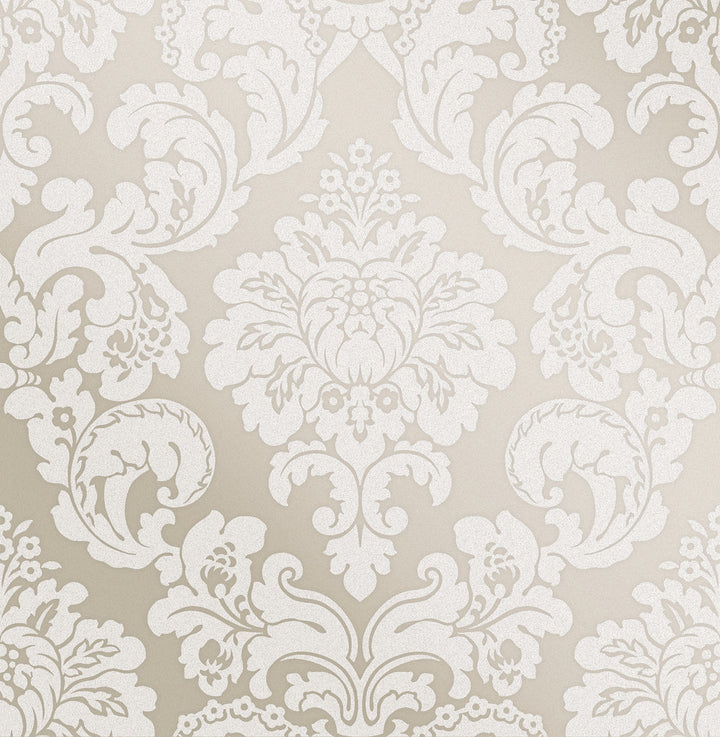 Margot Bronze Damask Wallpaper by Advantage Metallic Covers about 56.4 square feet 20.5-in by 33-ft long roll Unpasted 20.9 - Fabric Carolina -