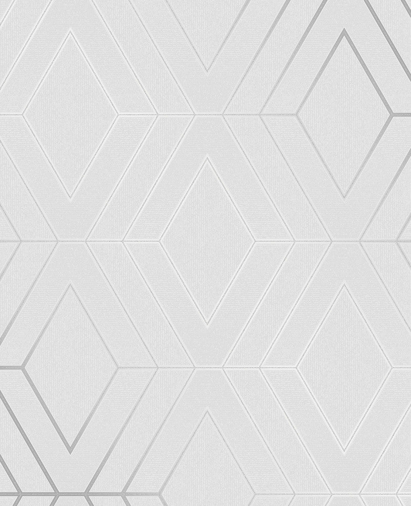 Adaline Light Grey Geometric Wallpaper by Advantage Metallic Covers about 56.4 square feet 20.5-in by 33-ft long roll Unpasted 12.6 - Fabric Carolina -