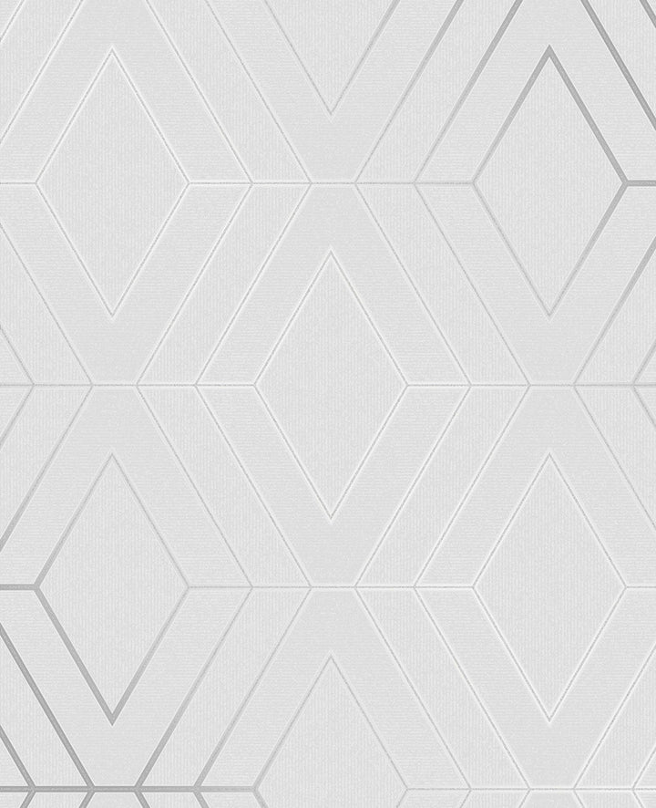 Adaline Light Grey Geometric Wallpaper by Advantage Metallic Covers about 56.4 square feet 20.5-in by 33-ft long roll Unpasted 12.6 - Fabric Carolina -