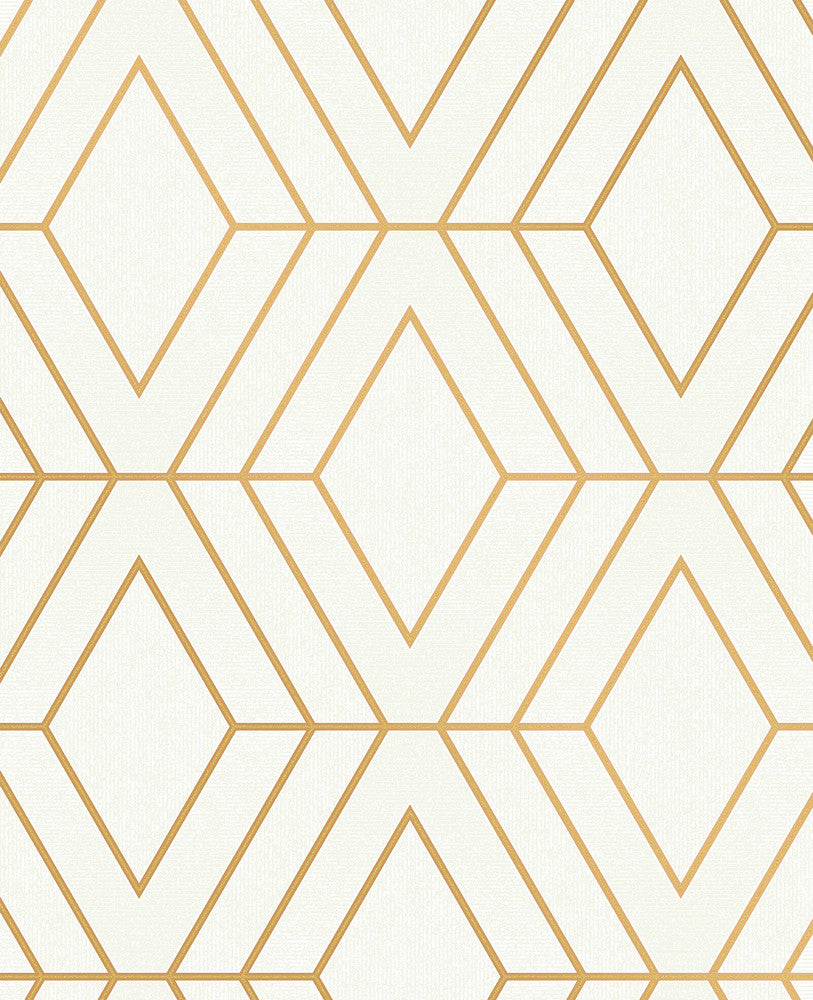Adaline Off White Geometric Wallpaper by Advantage Metallic Covers about 56.4 square feet 20.5-in by 33-ft long roll Unpasted 12.6 - Fabric Carolina -