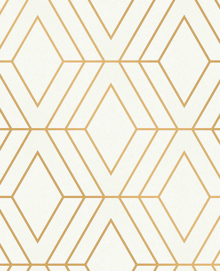 Adaline Off White Geometric Wallpaper by Advantage Metallic Covers about 56.4 square feet 20.5-in by 33-ft long roll Unpasted 12.6 - Fabric Carolina -