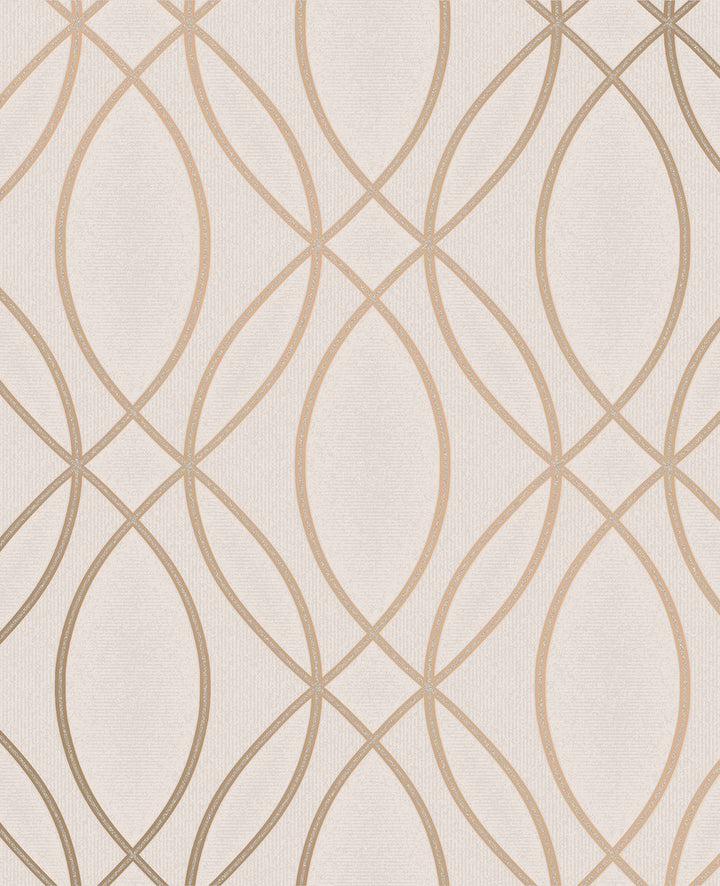 Lisandro Rose Gold Geometric Lattice Wallpaper by Advantage Metallic Covers about 56.4 square feet 20.5-in by 33-ft long roll Unpasted 12.6 - Fabric Carolina -