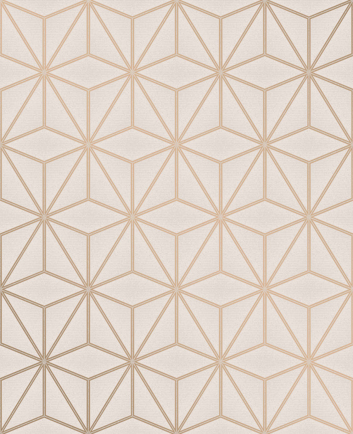 Augustin Rose Gold Geometric Wallpaper by Advantage Metallic Covers about 56.4 square feet 20.5-in by 33-ft long roll Unpasted 8.4 - Fabric Carolina -
