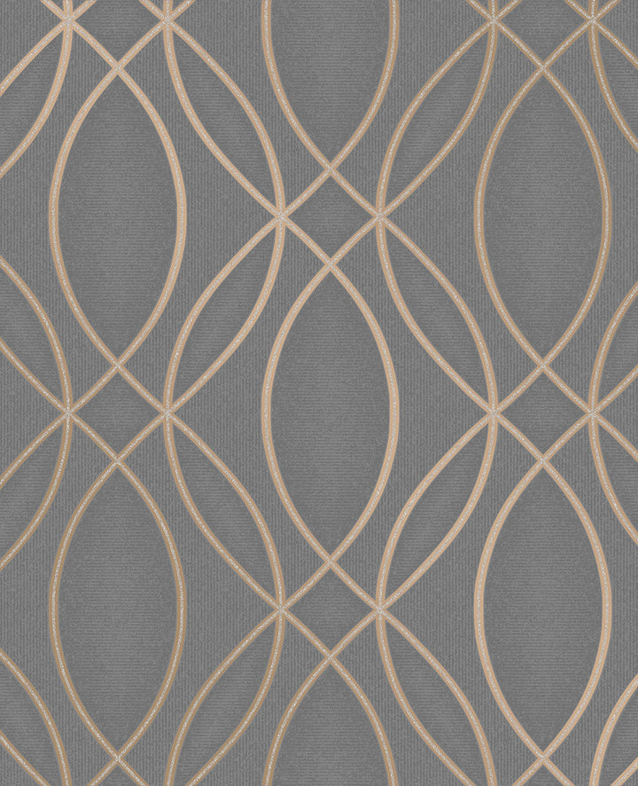 Lisandro Taupe Geometric Lattice Wallpaper by Advantage Metallic Covers about 56.4 square feet 20.5-in by 33-ft long roll Unpasted 12.6 - Fabric Carolina -