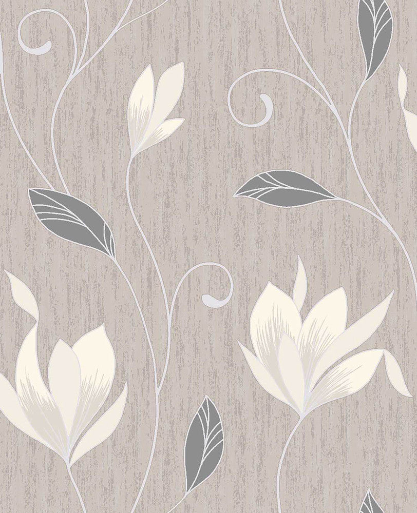 Anais Neutral Floral Trails Wallpaper by Advantage Metallic Covers about 56.4 square feet 20.5-in by 33-ft long roll Unpasted 12.6 - Fabric Carolina -