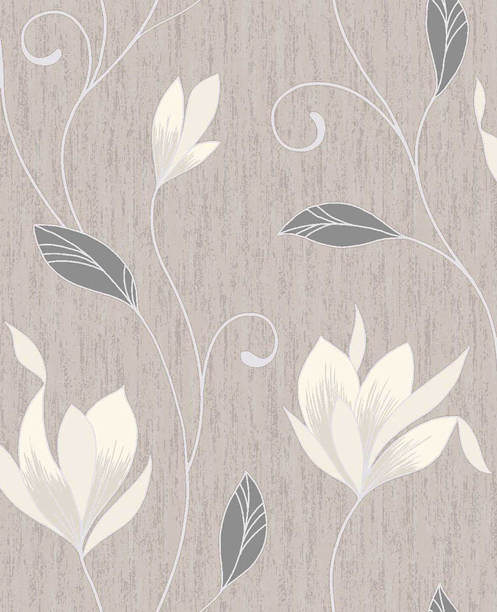 Anais Neutral Floral Trails Wallpaper by Advantage Metallic Covers about 56.4 square feet 20.5-in by 33-ft long roll Unpasted 12.6 - Fabric Carolina -