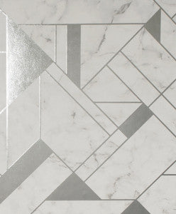 Gulliver Silver Marble Geometric Wallpaper by Advantage