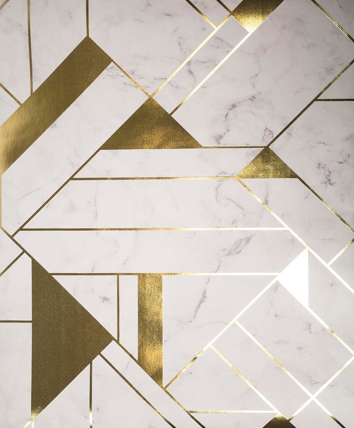 Gulliver Off White Marble Geometric Wallpaper by Advantage Metallic Covers about 56.4 square feet 20.5-in by 33-ft long roll Unpasted 12.6 - Fabric Carolina -
