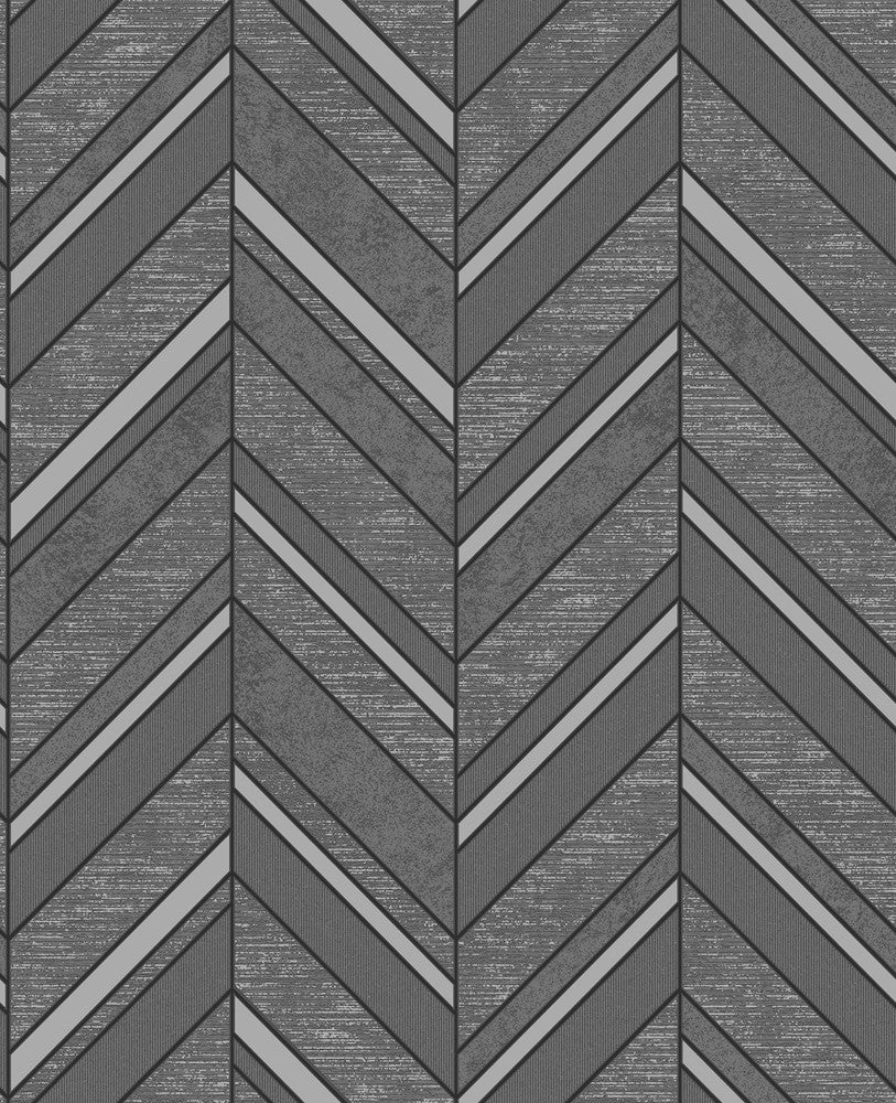 Punta Mita Charcoal Chevron Wallpaper by Advantage Deluxe Covers about 56.4 square feet 20.5-in by 33-ft long roll Unpasted 25.2 - Fabric Carolina -