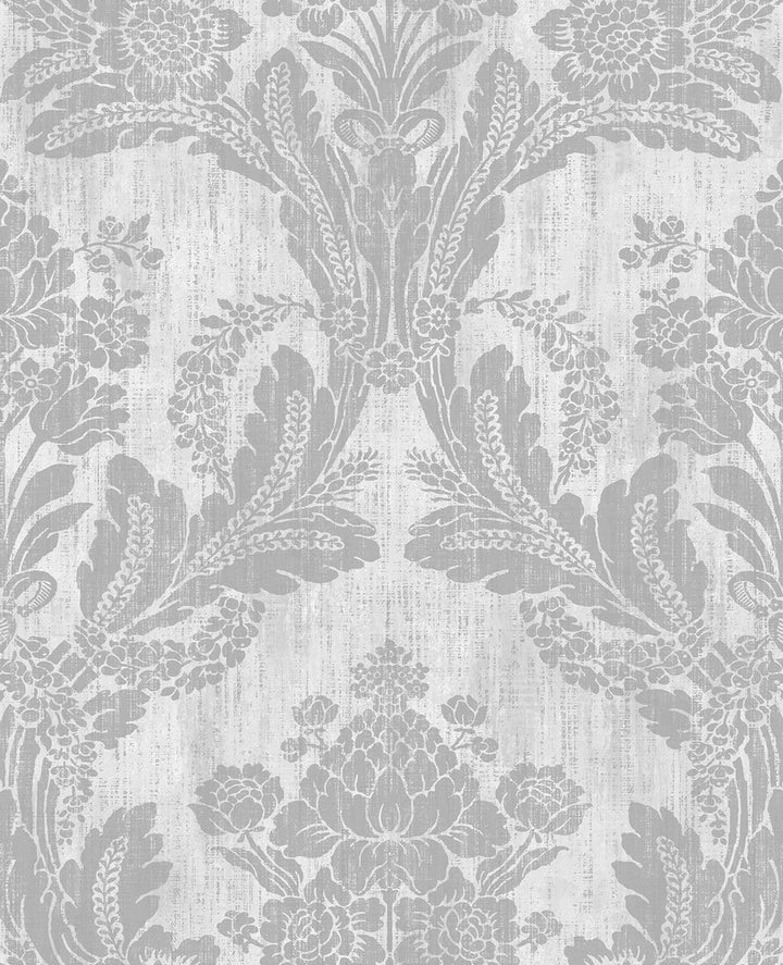 Zemi Ivory Damask Wallpaper by Advantage Deluxe Covers about 56.4 square feet 20.5-in by 33-ft long roll Unpasted 25.2 - Fabric Carolina -