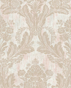 Zemi Light Pink Damask Wallpaper by Advantage