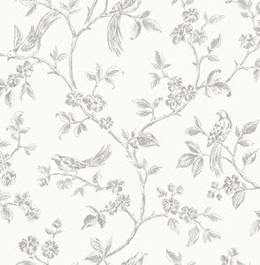 Ophelia Grey Bird Trail Wallpaper by Advantage