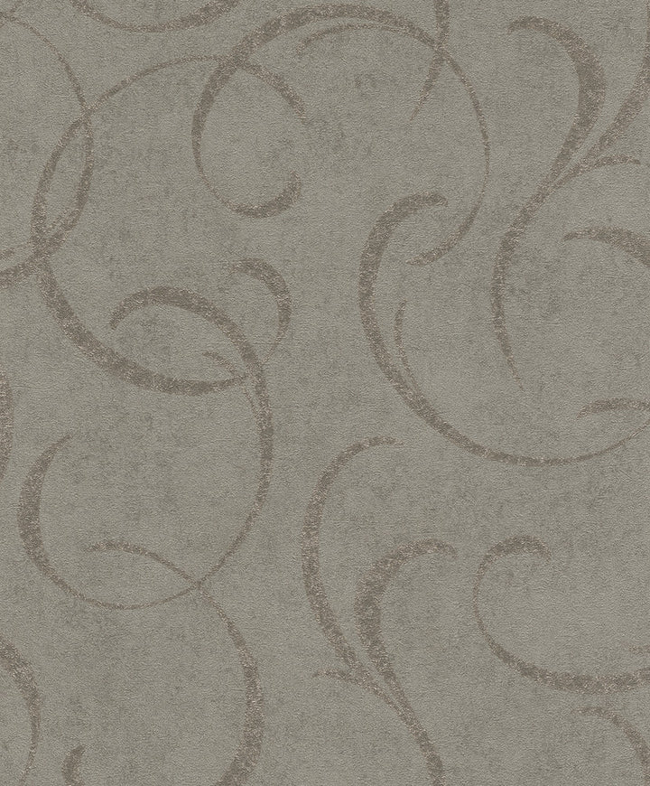 Lysander Taupe Scrolls Wallpaper by Advantage Shades of Grey Covers about 55 square feet 20-in by 33-ft long roll Unpasted 12.6 - Fabric Carolina -