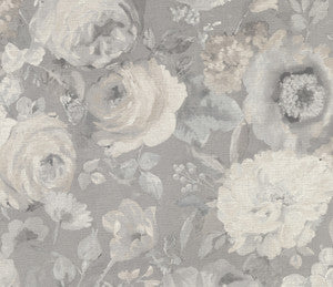Miranda Grey Painted Florals Wallpaper by Advantage