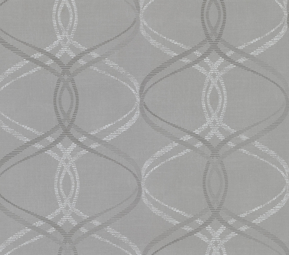 Fleance Grey Ogee Wallpaper by Advantage Shades of Grey Covers about 55 square feet 20-in by 33-ft long roll Unpasted 10.4 - Fabric Carolina -