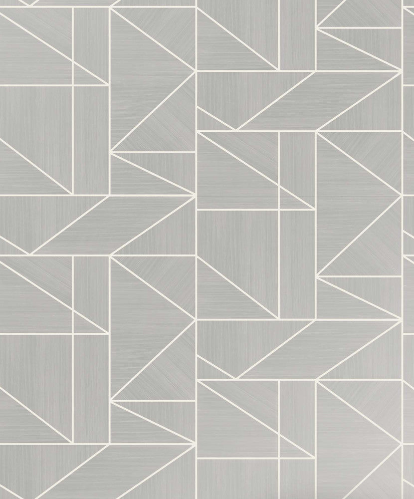 Malvolio Silver Silver Geometric Wallpaper by Advantage Shades of Grey Covers about 56.4 square feet 20.5-in by 33-ft long roll Unpasted 12.6 - Fabric Carolina -