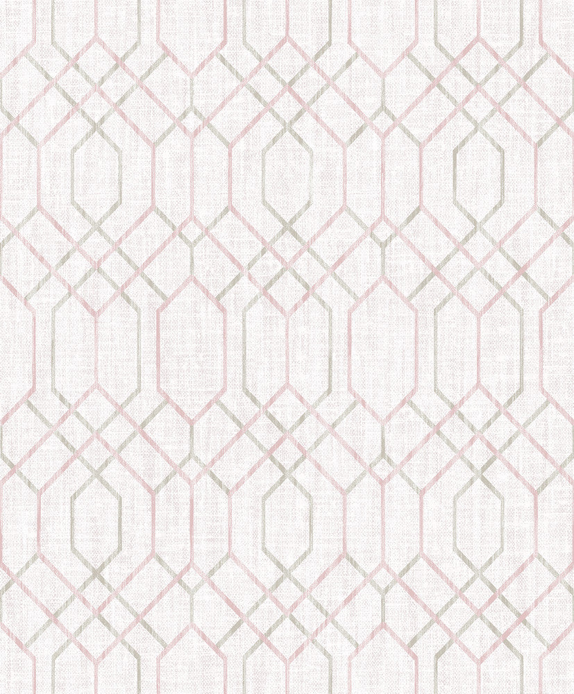 Lyla Pink Trellis Wallpaper by Decorline Vista Covers about 57.8 square feet 21-in by 33-ft long roll Unpasted 25 - Fabric Carolina -