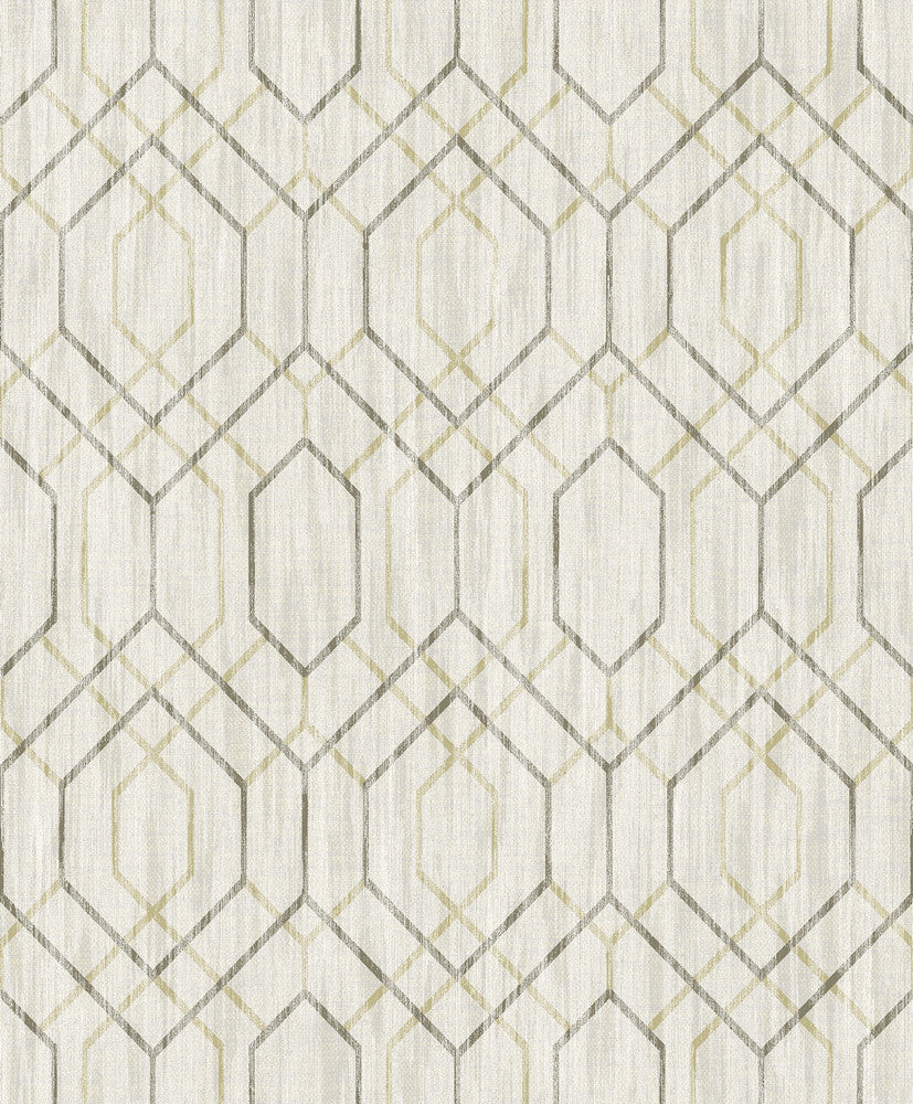Lyla Beige Trellis Wallpaper by Decorline Vista Covers about 57.8 square feet 21-in by 33-ft long roll Unpasted 25 - Fabric Carolina -