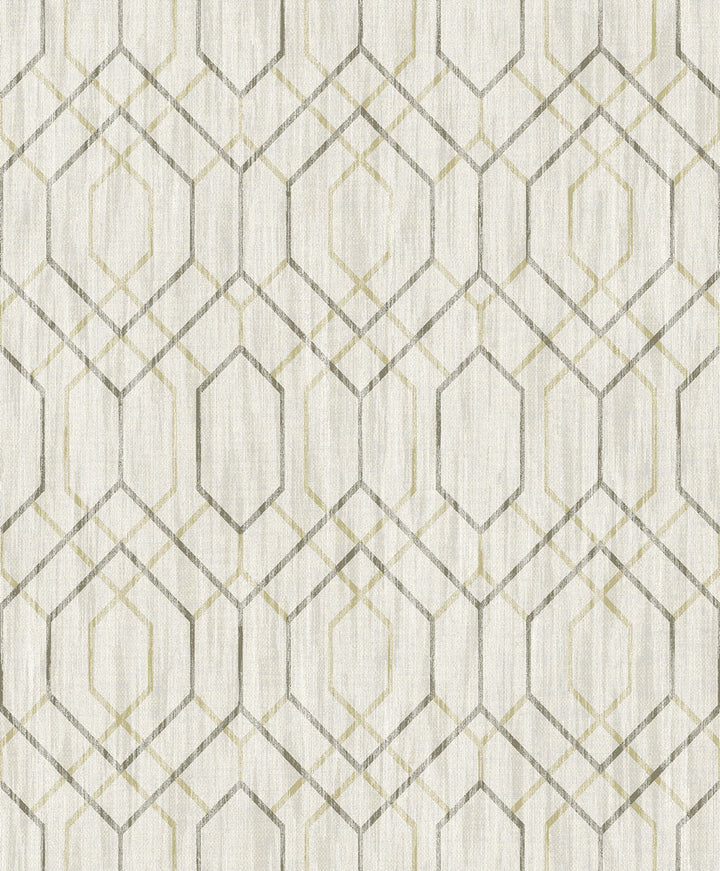 Lyla Beige Trellis Wallpaper by Decorline Vista Covers about 57.8 square feet 21-in by 33-ft long roll Unpasted 25 - Fabric Carolina -