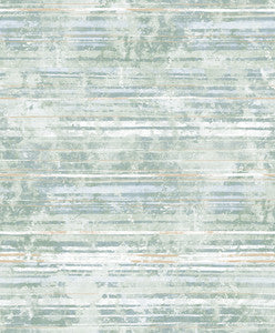 Makayla Sea Green Distressed Stripe Wallpaper by Decorline